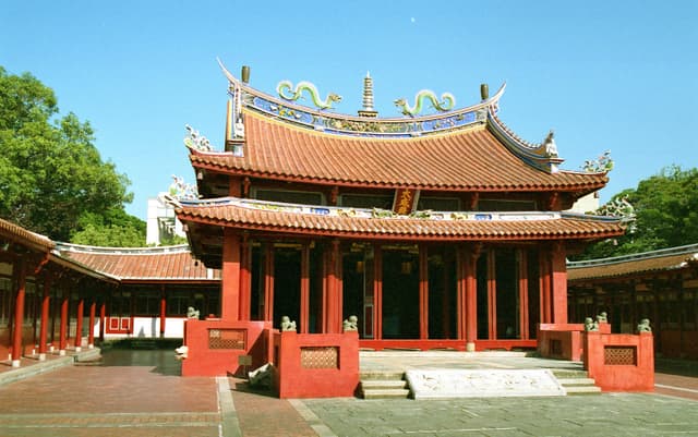 Explore the traditional architecture of Tainan's Confucius Temple, a renowned historic landmark in Taiwan.