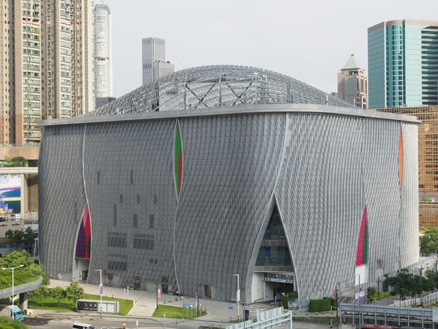 Contemporary architectural design in Hong Kong featuring urban skyline.