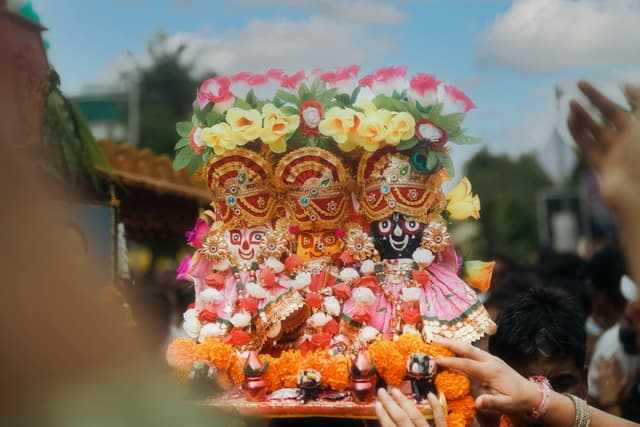 Vibrant Rathyatra procession showcasing traditional Indian culture in Ahmedabad.