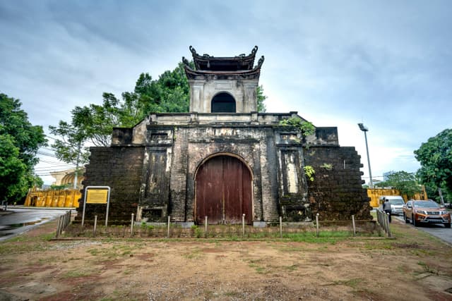 Stunning view of an ancient citadel gate, showcasing Vietnam's historical architecture and heritage.