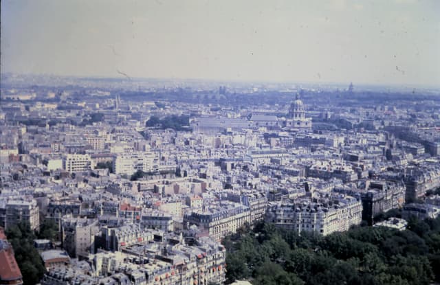 Aerial view of Paris showcasing classic architecture and expansive skyline.